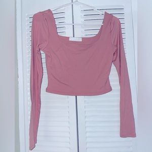 pink long sleeve cropped top